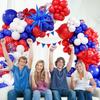 129pcs Red White and Blue Balloon Garland Arch Kit Independence Day Graduation Baseball Birthday Party Room Decoration Supplies