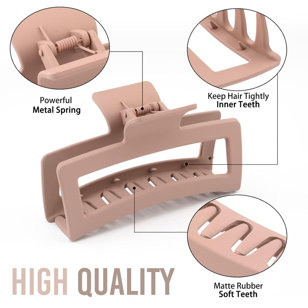 5 Inche Extra Large Claw Clips for Thick Hair and Long Hair, 4 Pack Xl Jumbo Claw Clips, Oversized Matte Non-slip Rectangle Hair