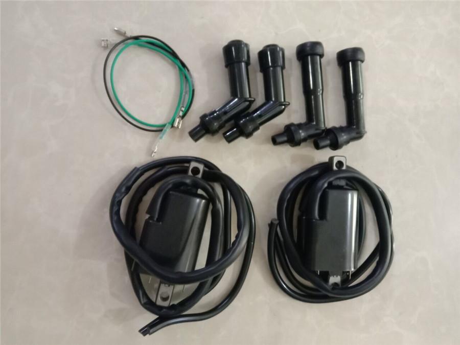 2Set For Honda Motorcycle CB350F CB400F CB550F CB500 CB550K Ignition Coil W/ Cap