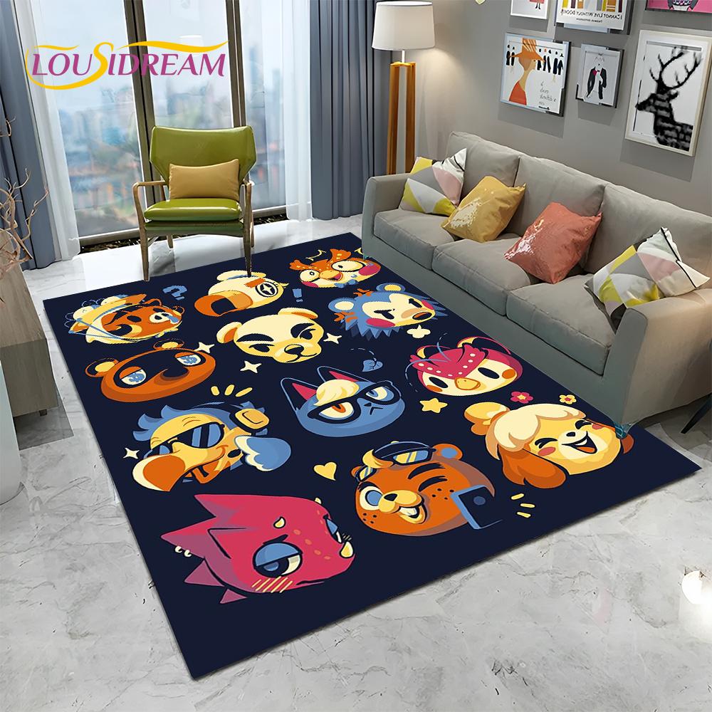 Cartoon Animal Crossing New Horizons Area Rug,Carpet Rug for Living Room Bedroom Sofa Doormat Decor,Kids Play Non-slip Floor Mat