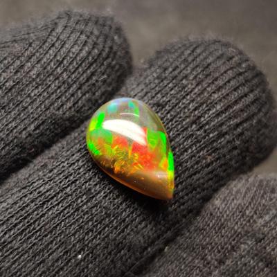 Multi Fire Black Ethiopian Opal Cabochon Gemstone 2.20 Carat 12x8x5 MM Size. FG-36