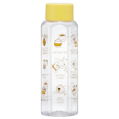 Skater Easy-to-Grip Hexagonal Plastic Water Bottle, 350ml, Blow-Drop Design, for Adults and Kids, Direct Drinking, Clear, Disney Winnie the Pooh