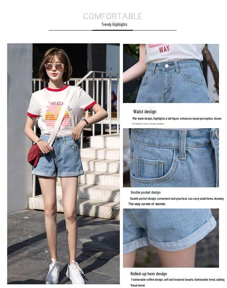 Women's High-Waisted Wide-Leg Denim Shorts - Loose, Slimming, A-Line, Trendy Summer Style 2026