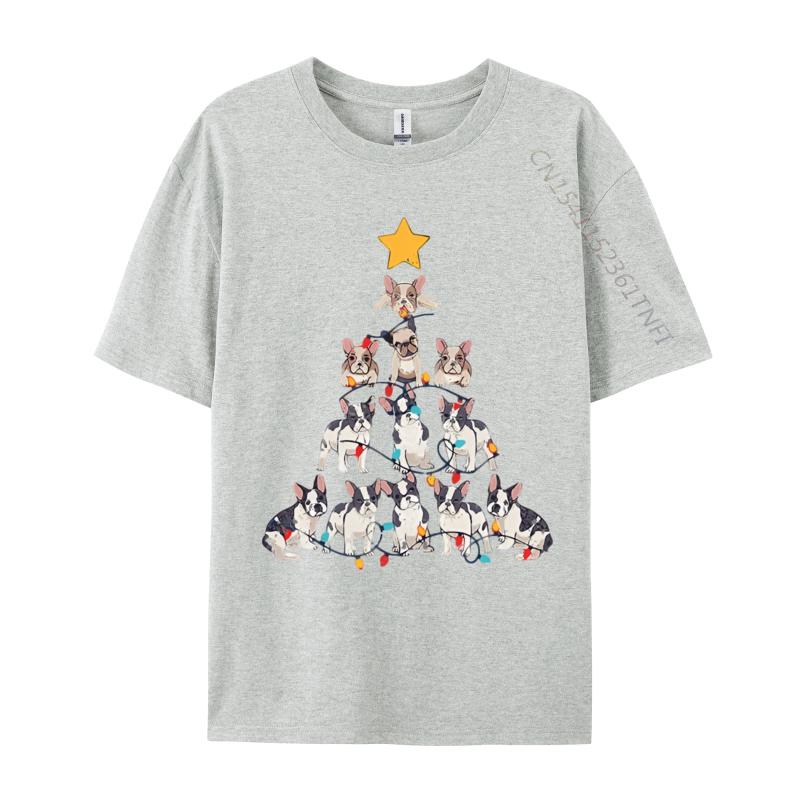 French Bulldog Christmas Tree French T Shirt Tops Shirts Prevailing Cotton Unique Style Unisexs Grahpic Tee Shirt