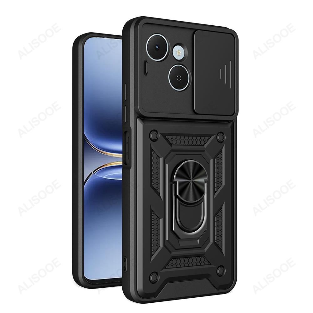 Armor Holder Funda for Tecno Spark 40C 4G Case Cover Slide Camera Protection Ring Stand Shockproof Back Capa Funda