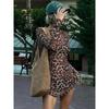 Fashion Style Spring & Fall Sexy Leopard Print Print Long Sleeves Dress Silm Slim Looking Sexy Hip Skirt Base Short Skirt