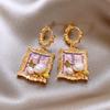 Fashion Korean Women Retro Purple Drip Glaze Earrings Women for Delicate Earrings Luxury Couple Engagement Jewelry Gift