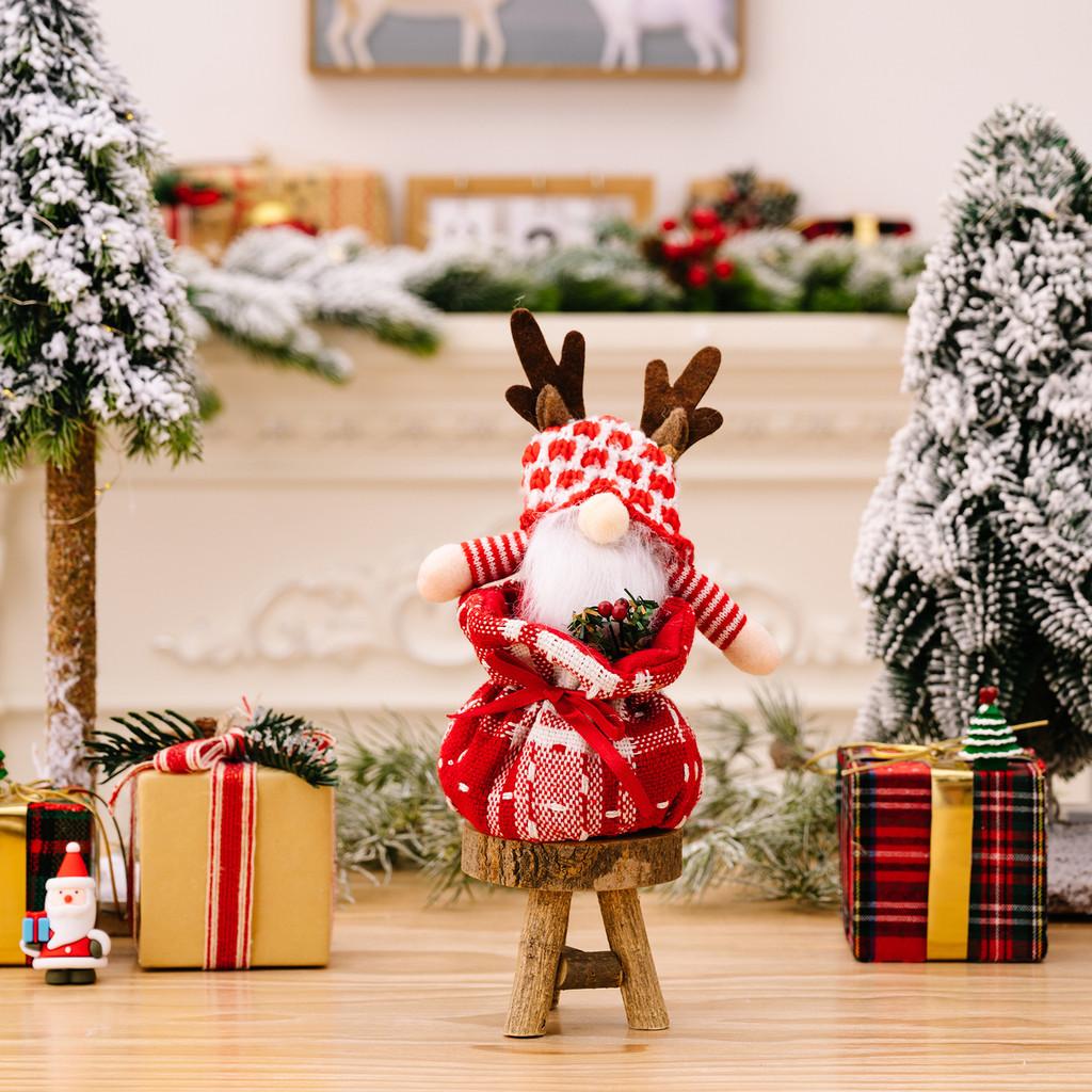 Christmas Kids Delightful Decoration With Reindeer Antlers Gift Bag And Playful Plushie Rudolph
