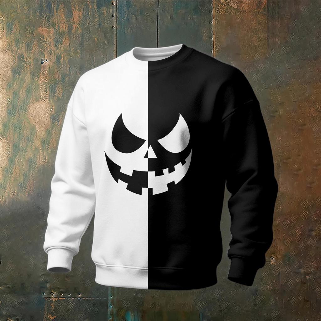 Men's Halloween Graphic Neck Long Sleeve Sweatshirt Casual Pullover