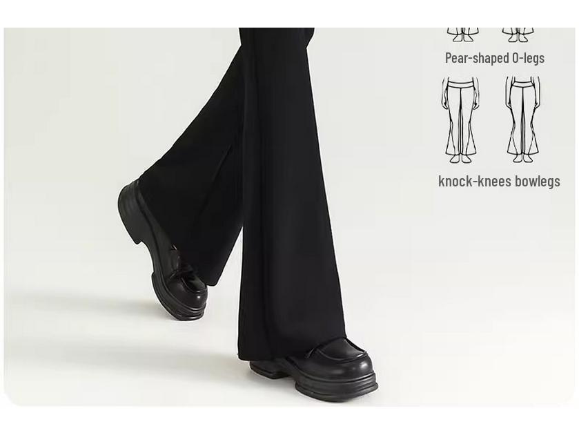 Petite Women's Black Micro-Flared High-Waisted Slimming Pants - New Spring 2025 Style