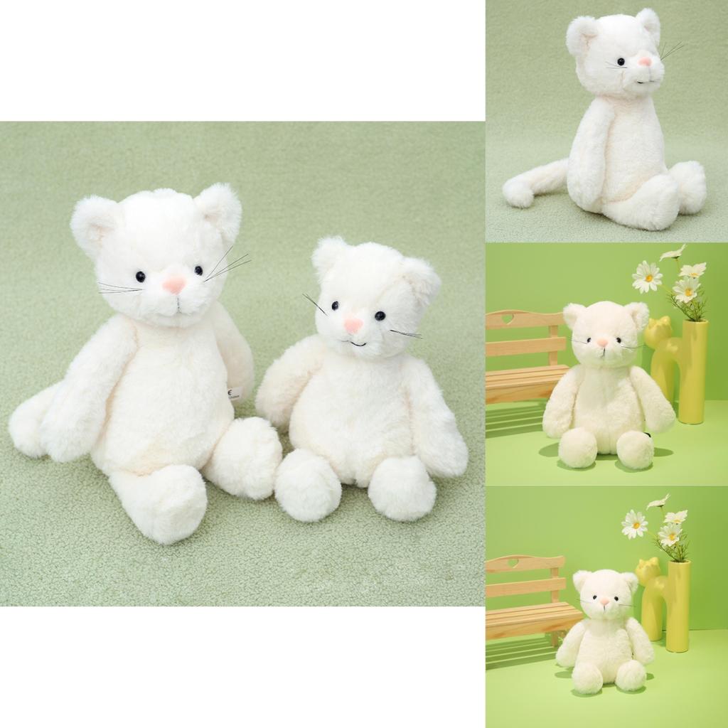 Adorable White Cat Plush Toy Cute Cat Doll Birthday Gift For Girls Soft Comfort Cushion
