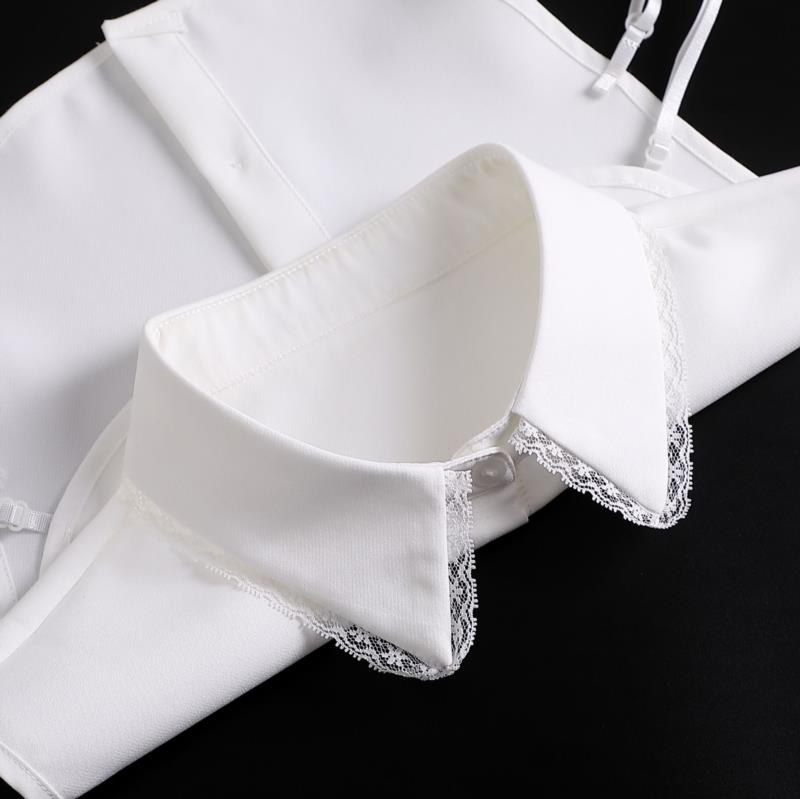Perfect Match Embroidery Fake Collar Women Lace Detachable Lapel Collar Shirt Top Tie White Ruffles False Collar Woman Removable False Blouse