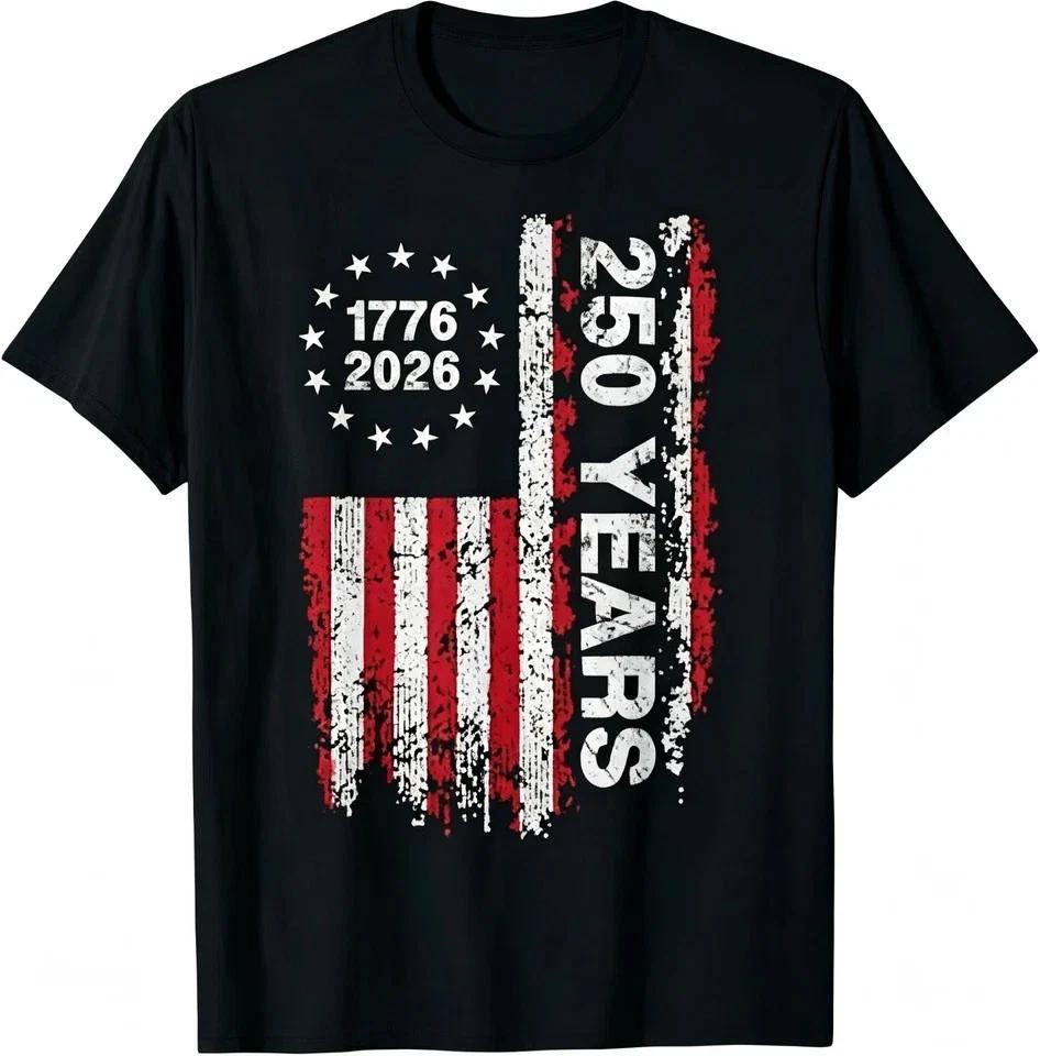 Hot 250 Years America Anniversary 250th Independence Day Freedom T-Shirt S