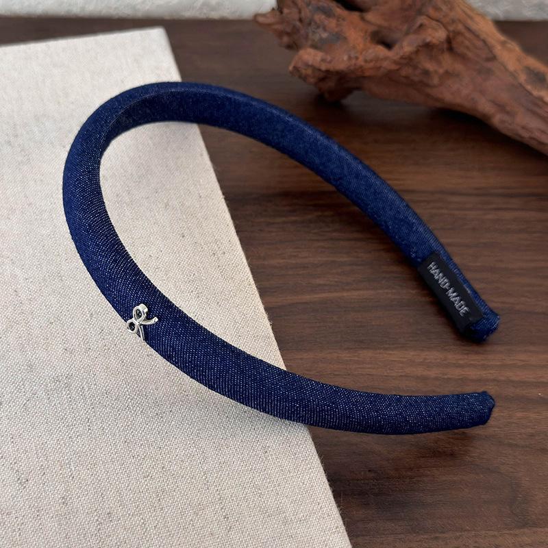 Retro New Bow Denim Blue Headbands for Woman Girl Temperament Hair Band Thin Hair Hoop Female Fashion Versatile Hair Accessories