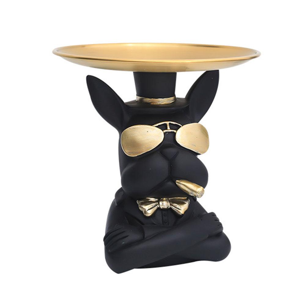 French Bulldog Sculpture Dog Statue with Tray and Keys Holder Storage Gift Home Decor Ornaments Rood Decor Animal Figurine
