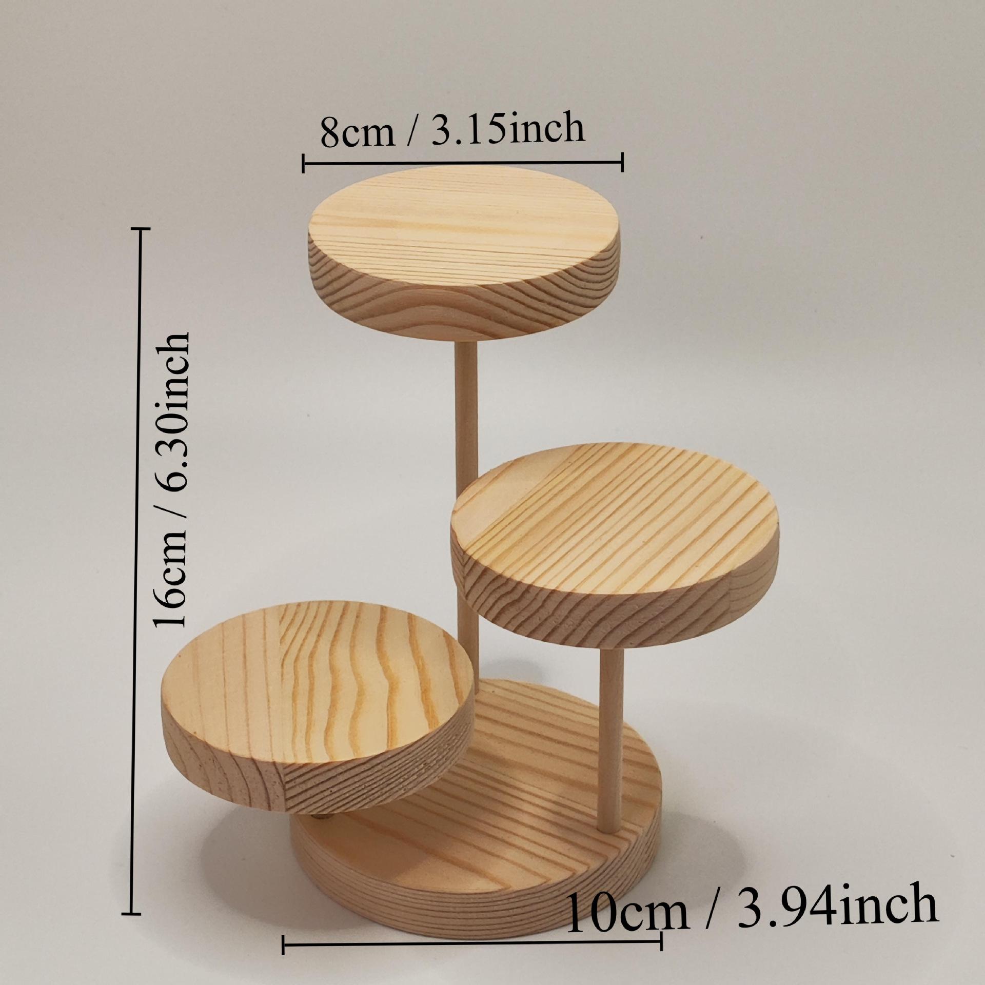 

Jewelry Display Risers Solid Wood 3 Tiered Desktop Organizer Display Props Round Shelf for Bracelet Watch Cupcakes Watch Figures S белый