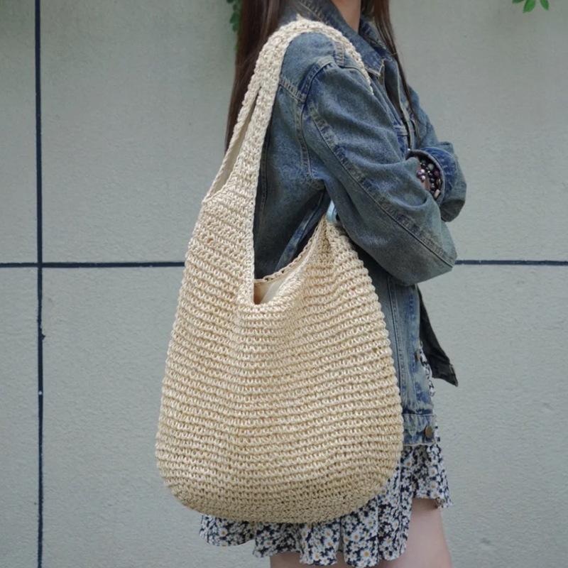 Straw Bag Women'S Summer Seaside Vacation Beach Bag Shoulder Bag Mori Handwoven Bag Large Capacity