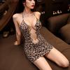 Sex Underwear Pure Desire Hip Skirt Temptation Leopard Print Neck Night Free Pajamas