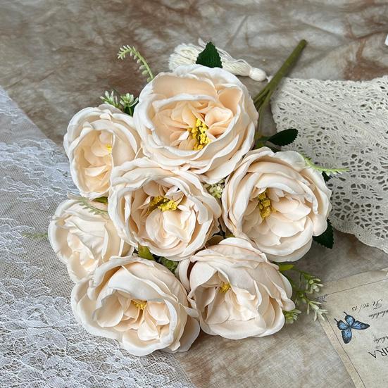 Artificial Rose Bouquet 7 Head Realistic Fake Flower Home Office Wedding Party Table Centerpiece