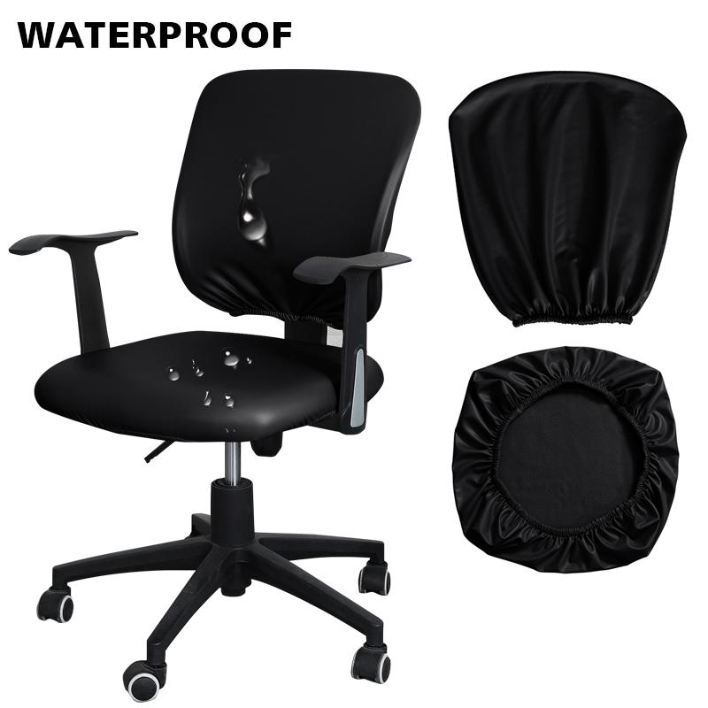 Waterproof PU Leather Split Chair Cover Stretch Anti-dirty Office Computer Rotate Seat Cover Armchair Slipcover for Home Hotel