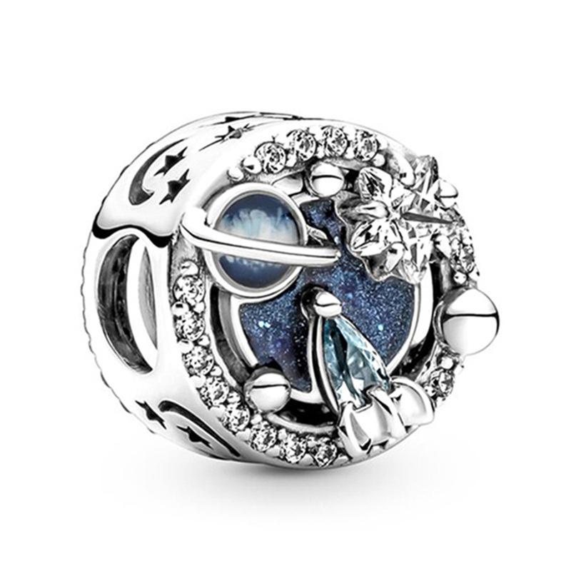 Silver Plated Blue Starry Sky Pendant Alloy Set Star Earth Bead Bracelet & Necklace DIY Jewelry Accessories Series