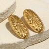 MamacitaSlay 316L Stainless Steel Oval Shaped Flower Stud Earrings 18K Gold Plated Waterproof Jewelry Women's Elegant Earrings