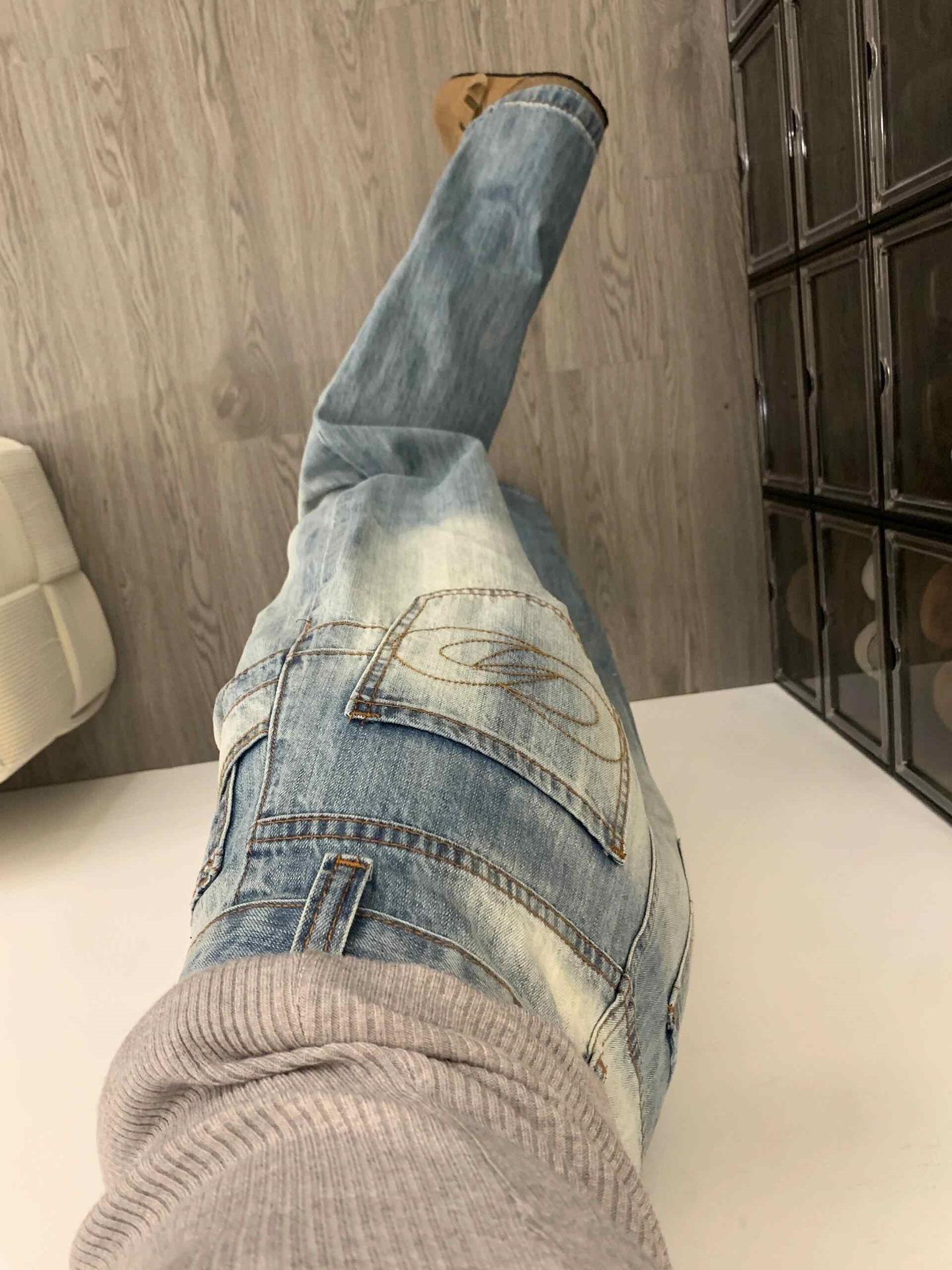 

2025 Plus Size High Waist Light Blue Wide Leg Jeans for Women XS