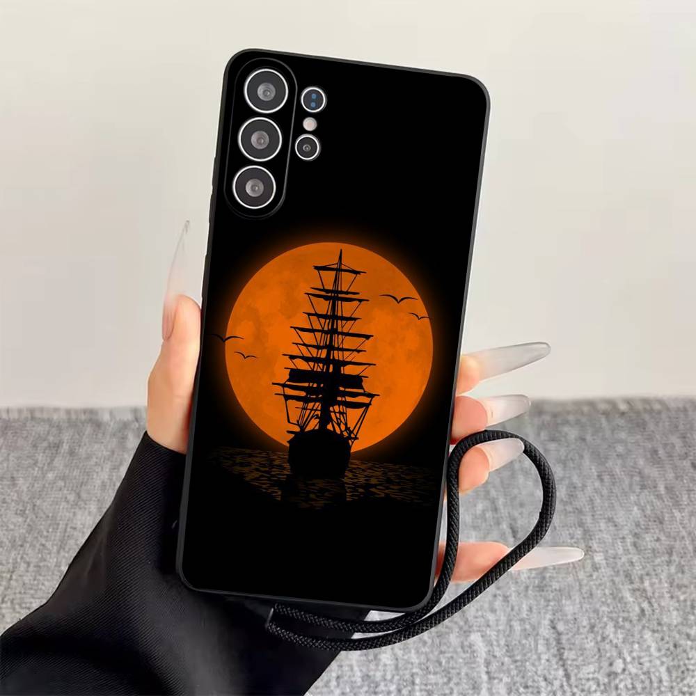 

Vintage pirate ship Phone Case Black Silicone Soft For Samsung S25,S24,S21,S22,S23,S30,Ultra,S20,Plus,Fe,Lite Samsung S22ULTRA5G