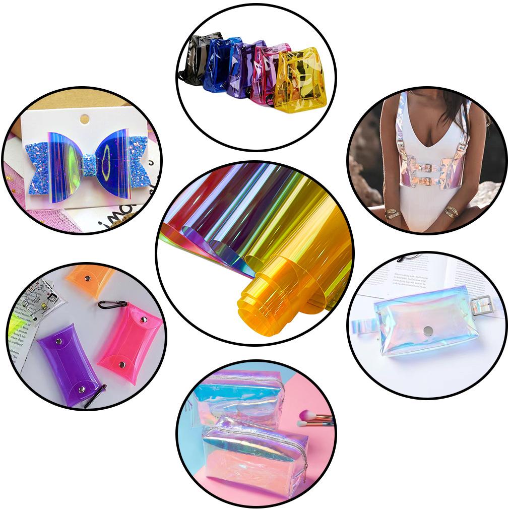 12*53inch Iridescent TPU Vinyl 0.4mm Waterproof Soft Hardness Holographic Film for DIY Bag Decoration Photo Frame Moisture Proof