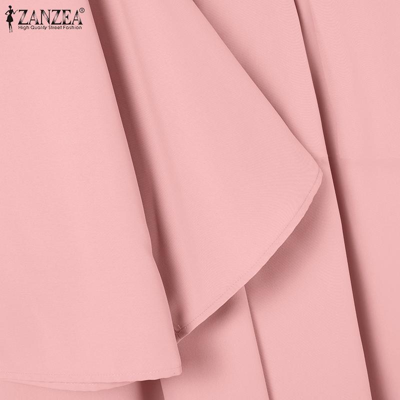 ZANZEA Lässiges Zweiteiler-Set für Damen mit 3/4-Ärmeln, Bluse und Hose mit weitem Bein