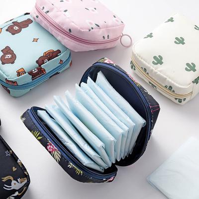 Damenbinden-Tampon-Aufbewahrungstasche, tragbare, wasserdichte Organizer-Tasche, Cartoon-Muster, Damenbinden-Tasche
