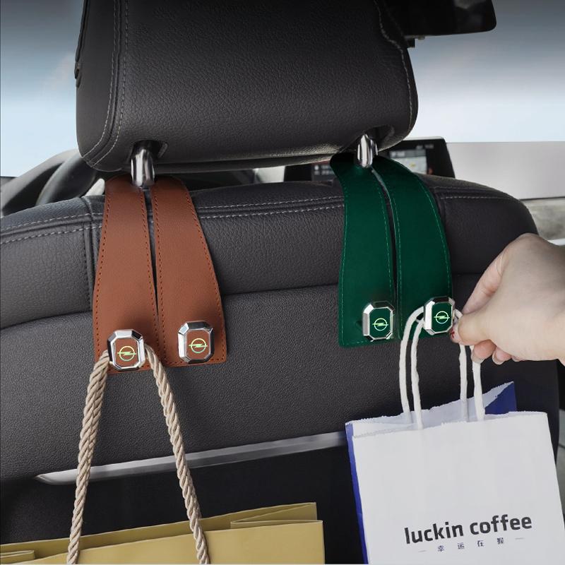Metal car seat headrest hook 2-in-1 soft leather car seat backrest hanger For Opel Insignia Astra Antara Meriva Zafira H G Corsa HV8