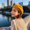 Octagonal Hat Female Beret Women Autumn Winter Knitted Hats for Women Knitting Wool Big Size French Solid Color Hat