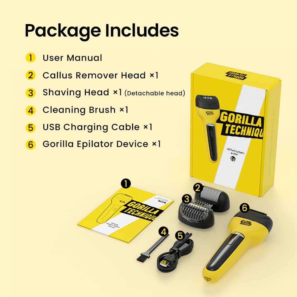 

Епілятор Gorilla Technique 3-в-1 2000В та Тример для волосся в носі та вухах 4 в 1 United States