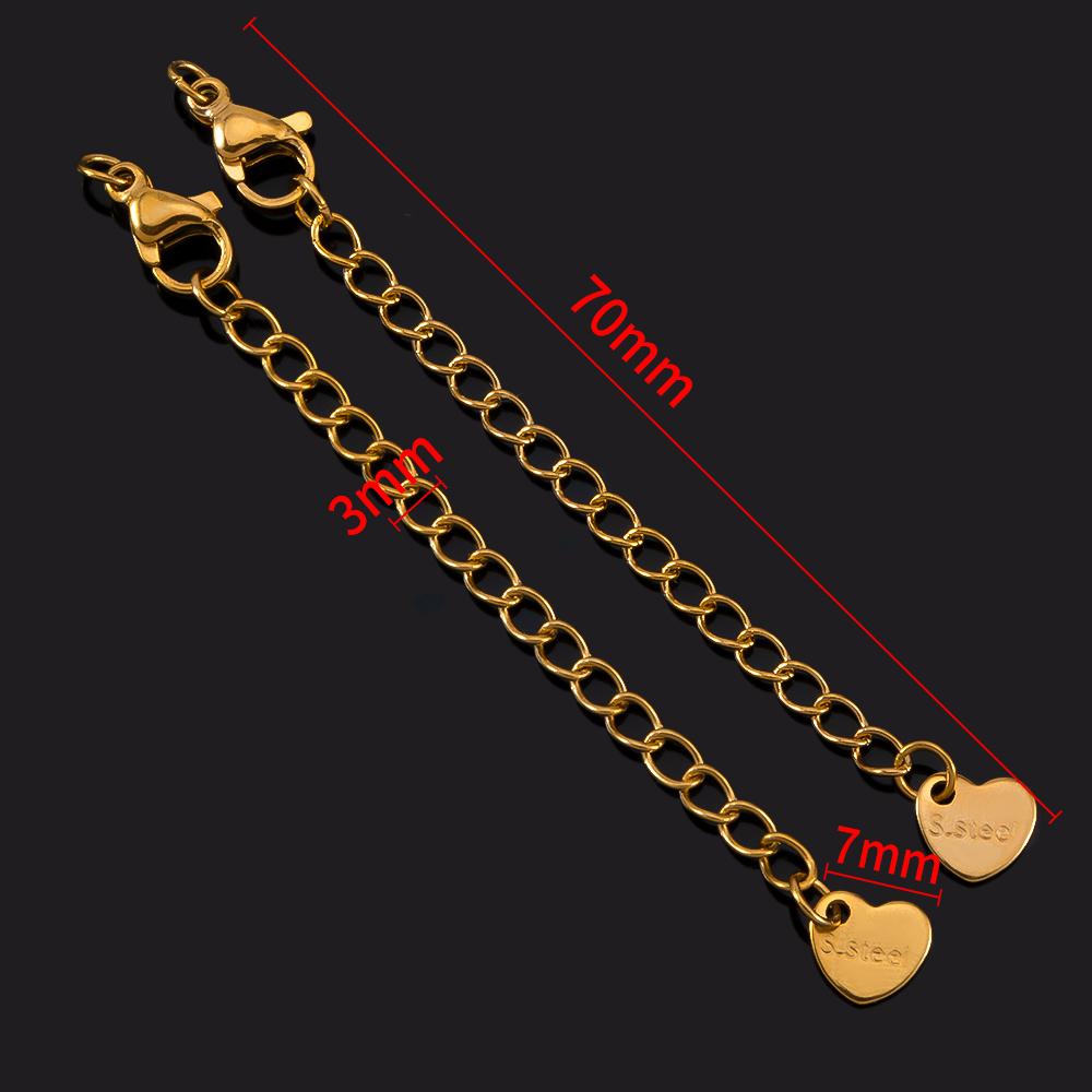 5pcs Extension Tail Chain with Lobster Clasps Stainless Steels Extended Chain for DIY Bracelet Necklace Connector Jewelry Making