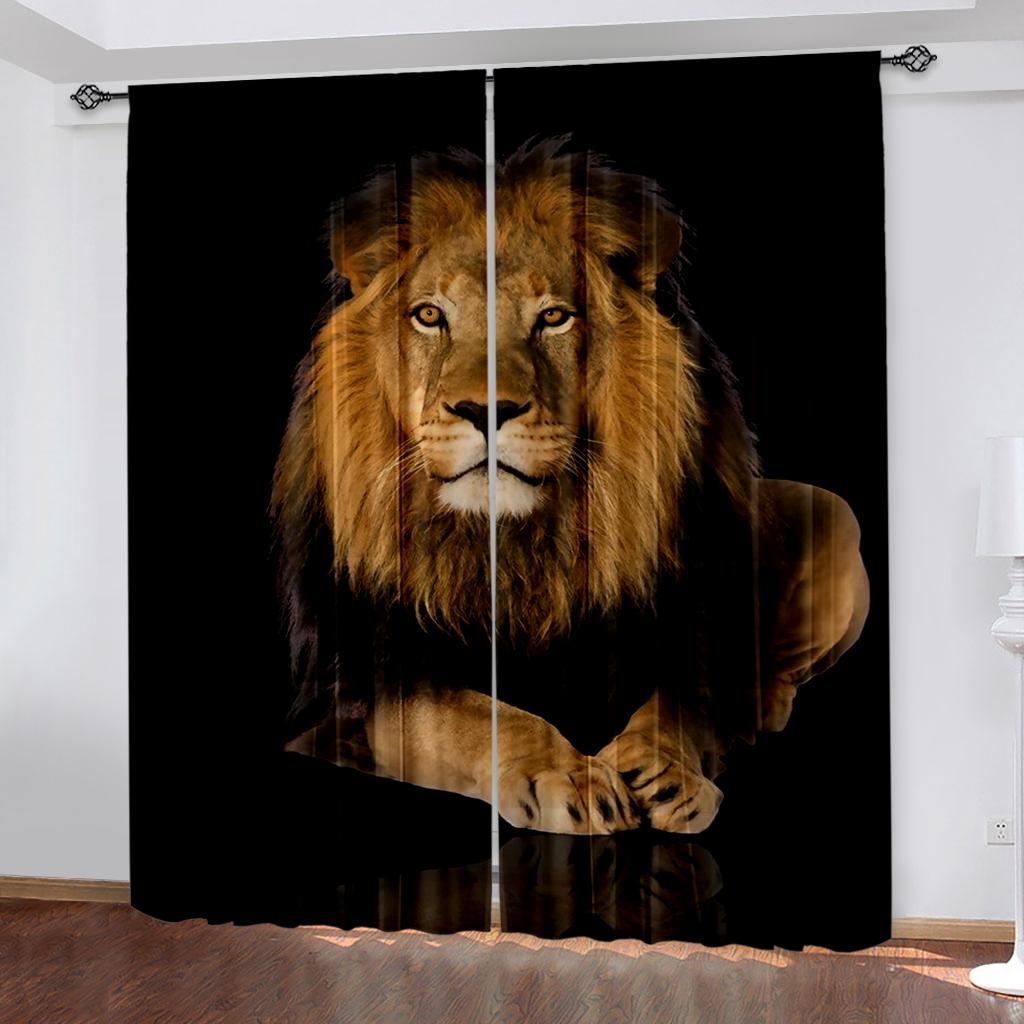 

Плотные шторы с изображением льва, тигра и волка, напечатанные на 3D-принтере, комплект из двух панелей, идеально подходят для декорирования детской комнаты. 50W60H(CM)X2PCS&Rod Pocket