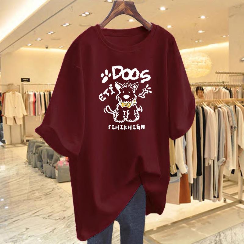 European Style Gray Oversized Cotton T-Shirt - Summer 2025 Loose Casual Cute Top