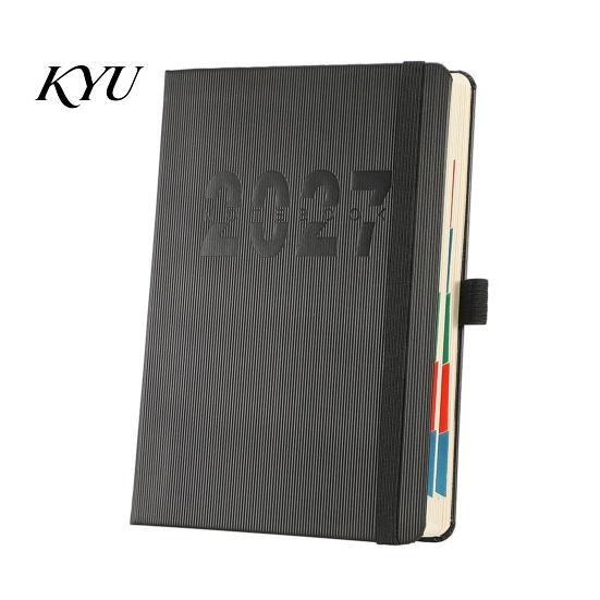 Professional Planning Book 2027 A5 Daily Planner, Vertical Grain Hardcover 320 Page Portable Travel Journal Schedule Notebook, English Calendar