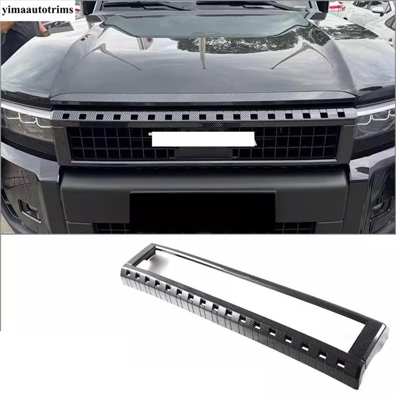 Front Upper Middle Grille Mesh Frame Panel Cover Trim For Toyota Land Cruiser Prado 250 LC250 2024 2025 ABS Chrome Accessories