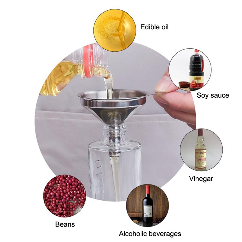 Stainless Steel Kitchen Funnels Set Food Grade Metal Funnels For Filling Bottles Small Funnels For Essential Oil Spices