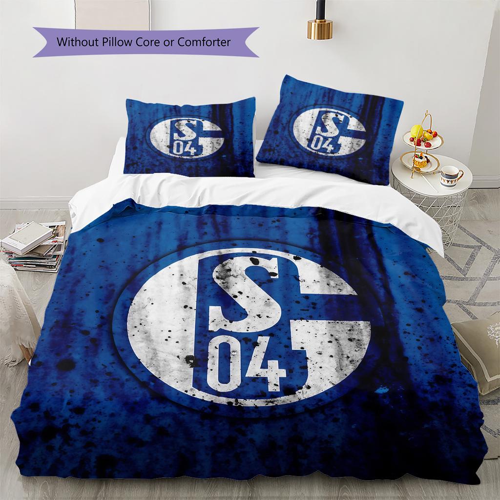 Set Copripiumino Trapuntato con Motivo FC Schalke 04 Decorazione per la Casa Regalo (1 * copripiumino + 2 * federe senza imbottitura)