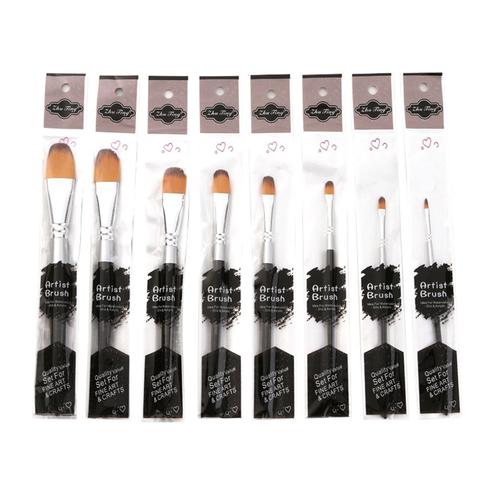8Pcs Multipurpose Paintbrushes Flat Shape Paint Brushes Professional Paint Brushes Set Artists