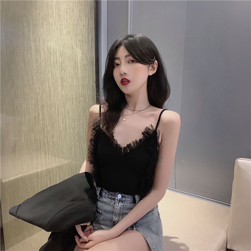 Summer Slimming Lace Vest Outer Wear Versatile V Neck Camisole Base Layer