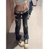 RogueWave American Retro Design Wing Embroidery Low Waist Women Jeans Flared Trousers Y2k Fashion Casual Hot Girl Pants