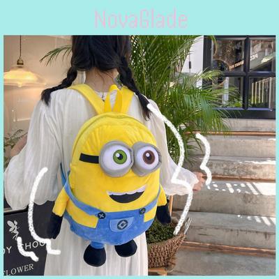 Rugzak met grote capaciteit en pluche Minion-print voor meisjes - schattige cartoon schooltas