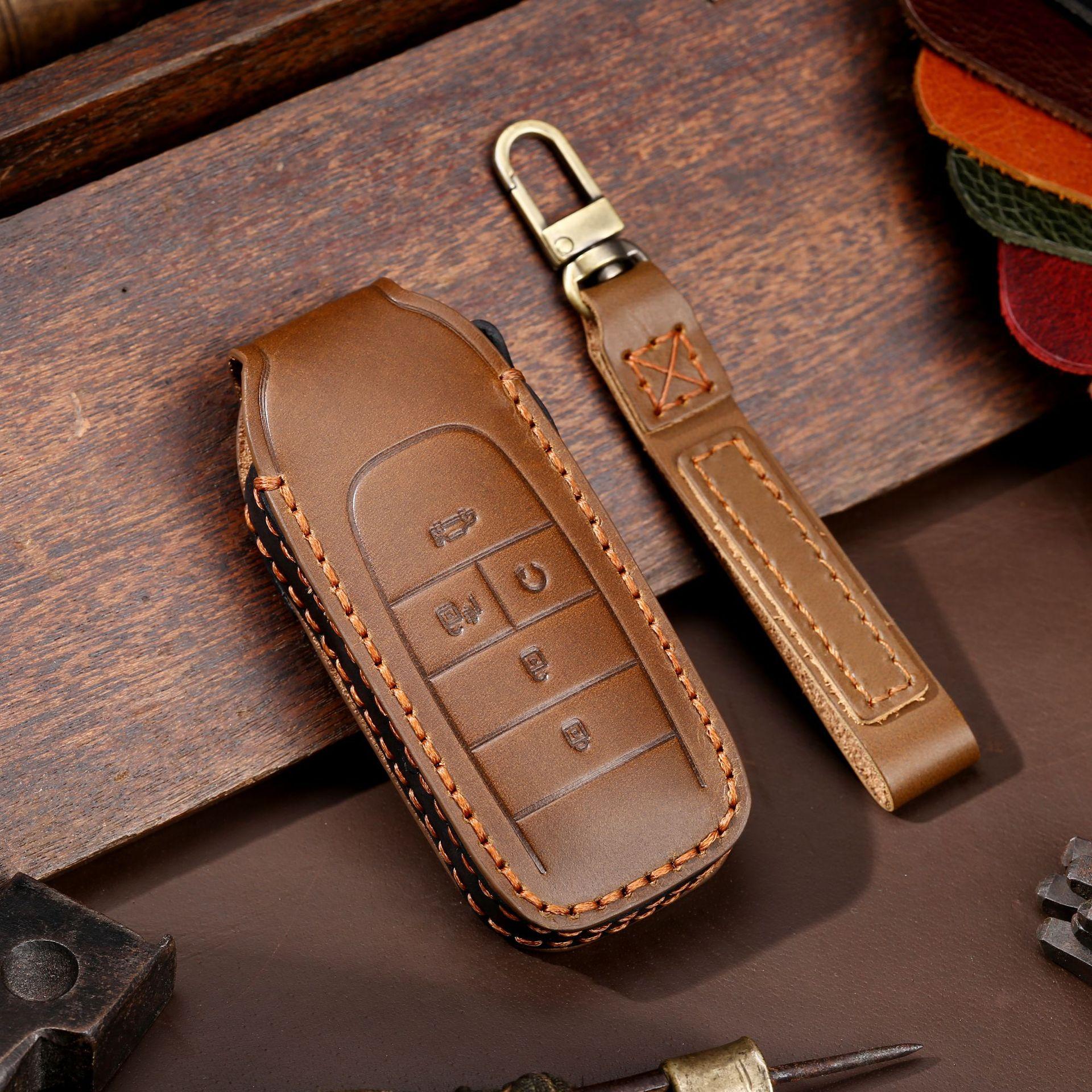 

Manufacturer s leather key cover is suitable for Aionyaionv smart car key cover ring.
