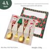 4Pcs Christmas Gift Glod Silver Spoon Fork Set Elk Christmas Tree Decoration Dessert Scoop Fruit Fork Coffee Spoon Cutlery Set