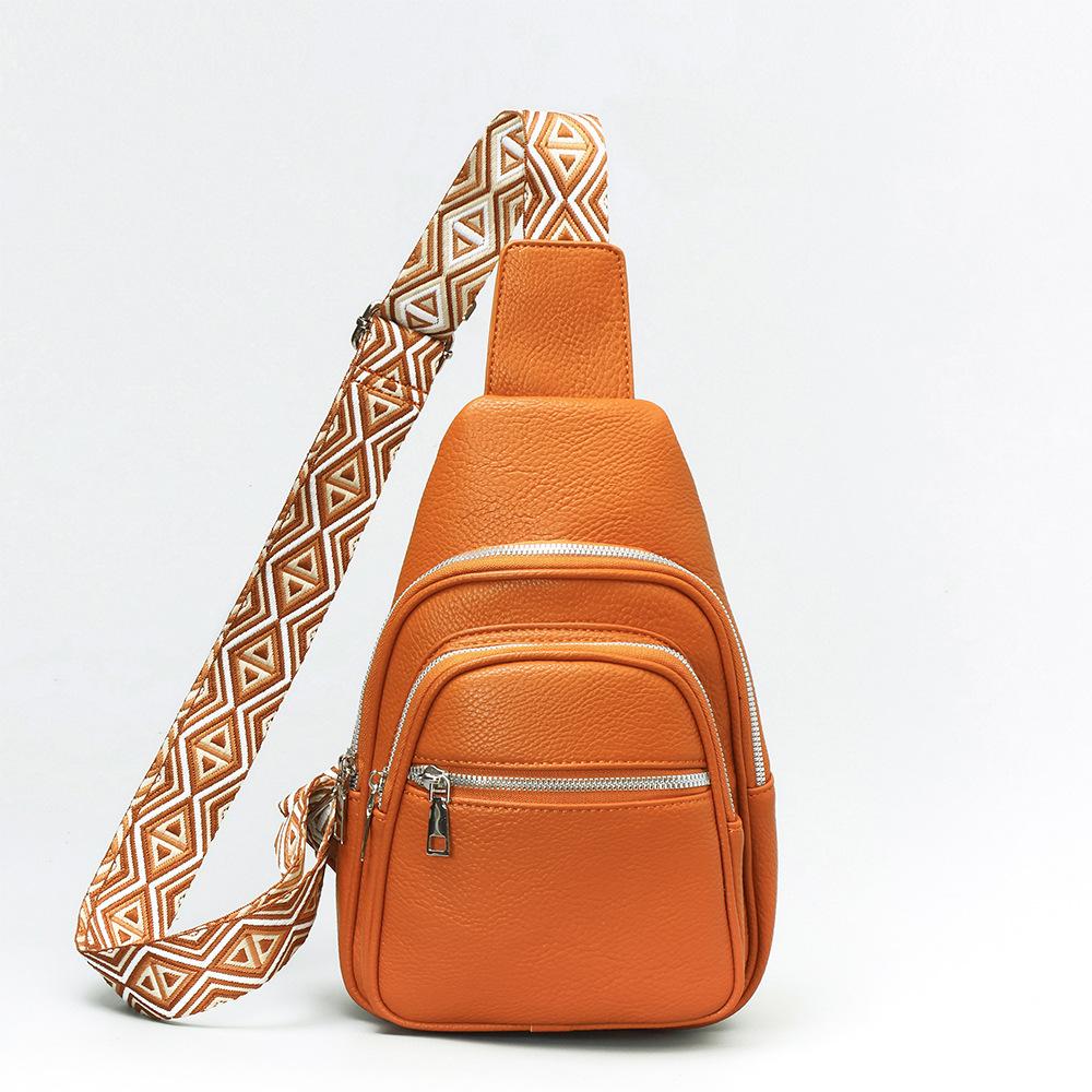 Multifunctional Travel Chest Bag Women's Fashion Zipper Handbags Trend Pu Leather Shoulder Bag Casual Soild Color Messenger Bags