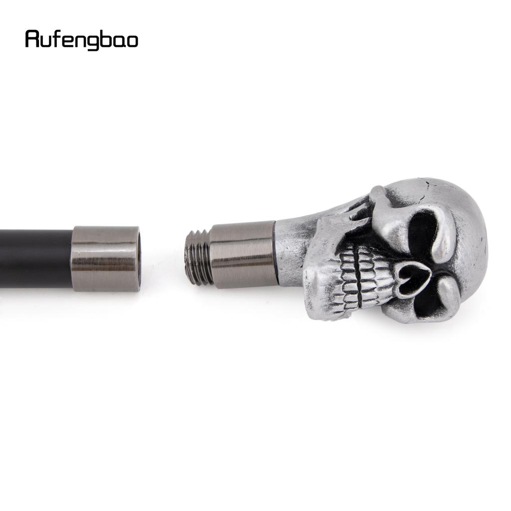 Silver Resin Big Eyes Skull Head Walking Cane Fashion Decorative Steel Stick Gentleman Elegant Cosplay Cane Knob Crosier 94cm