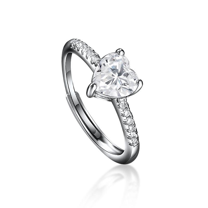 New 925 Silver Heart Ring Sparkle Zircon High Quality For Women Wedding Fine Jewelry Accessories Party Gift